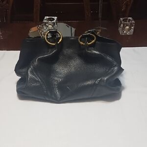 Elegant Black Leather Tote Bag